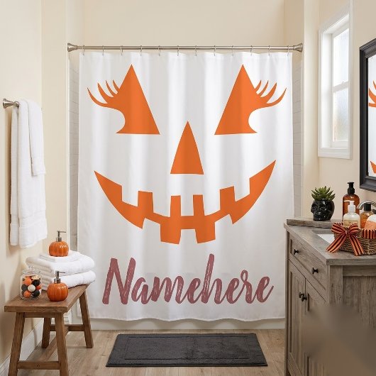 Aangepaste Meisjesachtige Jack O Lantern Pompoen H Douchegordijn