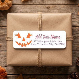 Aangepaste Meisjesachtige Jack O Lantern Pompoen H Etiket