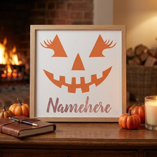 Aangepaste Meisjesachtige Jack O Lantern Pompoen H Foto Afdruk