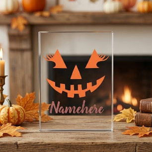 Aangepaste meisjesachtige Jack O Lantern Pompoen H Fotoblokken