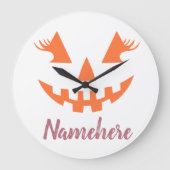 Aangepaste meisjesachtige Jack O Lantern Pompoen H Grote Klok (Voorkant)