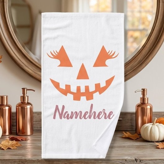 Aangepaste Meisjesachtige Jack O Lantern Pompoen H Handdoek