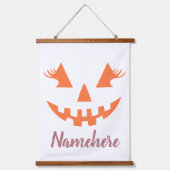 Aangepaste Meisjesachtige Jack O Lantern Pompoen H Hangend Wandkleed (Voorkant)