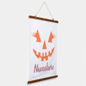 Aangepaste Meisjesachtige Jack O Lantern Pompoen H Hangend Wandkleed (Gebogen)