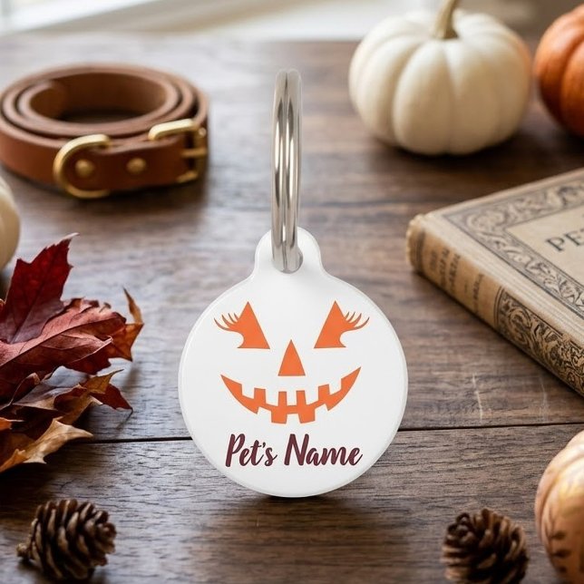 Aangepaste meisjesachtige Jack O Lantern Pompoen H Huisdierpenning (Creator heeft geüpload)