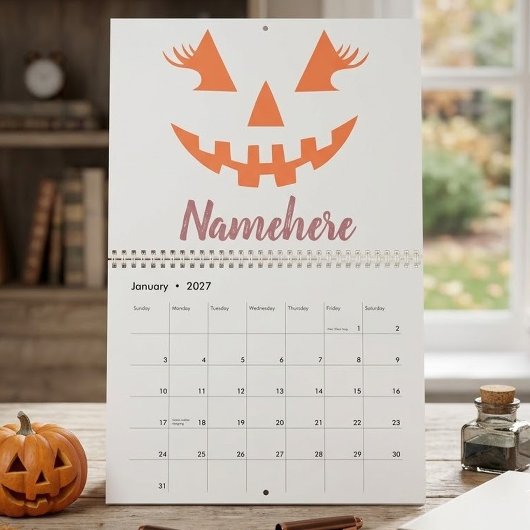 Aangepaste Meisjesachtige Jack O Lantern Pompoen H Kalender