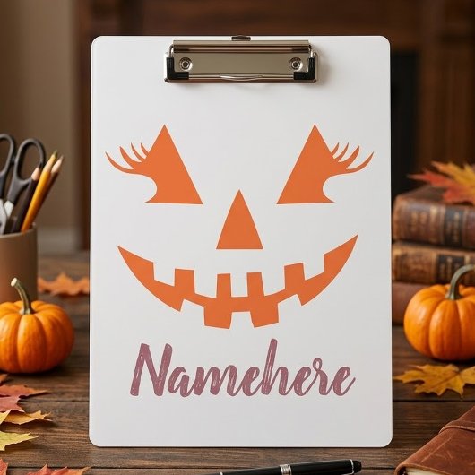 Aangepaste meisjesachtige Jack O Lantern Pompoen H Klembord