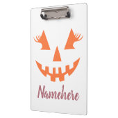 Aangepaste meisjesachtige Jack O Lantern Pompoen H Klembord (Links)