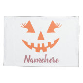 Aangepaste Meisjesachtige Jack O Lantern Pompoen H Kussensloop (Achterkant)