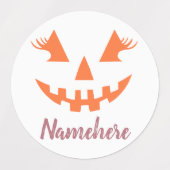 Aangepaste Meisjesachtige Jack O Lantern Pompoen H Labels (Design 1)