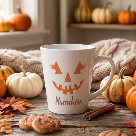 Aangepaste meisjesachtige Jack O Lantern Pompoen H Latte Mok