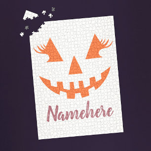 Aangepaste Meisjesachtige Jack O Lantern Pompoen H Legpuzzel