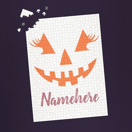 Aangepaste Meisjesachtige Jack O Lantern Pompoen H Legpuzzel