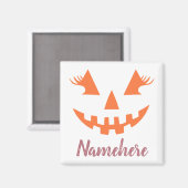Aangepaste meisjesachtige Jack O Lantern Pompoen H Magneet (Voorkant / Achterkant)
