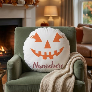 Aangepaste Meisjesachtige Jack O Lantern Pompoen H Rond Kussen