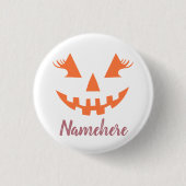 Aangepaste meisjesachtige Jack O Lantern Pompoen H Ronde Button 3,2 Cm (Voorkant)