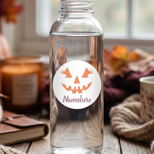 Aangepaste Meisjesachtige Jack O Lantern Pompoen H Ronde Sticker