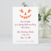 Aangepaste Meisjesachtige Jack O Lantern Pompoen H Save The Date (Staand voorkant)