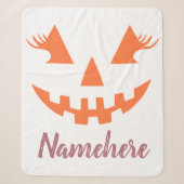 Aangepaste meisjesachtige Jack O Lantern Pompoen H Sherpa Deken (Voorkant)