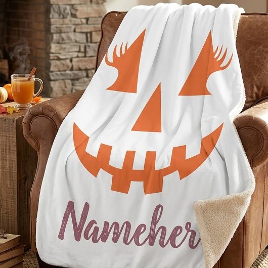 Aangepaste meisjesachtige Jack O Lantern Pompoen H Sherpa Deken