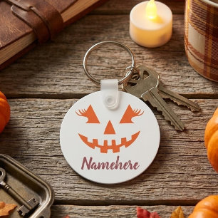 Aangepaste meisjesachtige Jack O Lantern Pompoen H Sleutelhanger