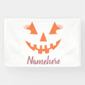Aangepaste meisjesachtige Jack O Lantern Pompoen H Spandoek (Horizontaal)