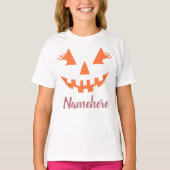 Aangepaste Meisjesachtige Jack O Lantern Pompoen H T-shirt (Voorkant)