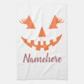 Aangepaste Meisjesachtige Jack O Lantern Pompoen H Theedoek (Verticaal)
