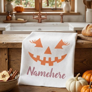 Aangepaste Meisjesachtige Jack O Lantern Pompoen H Theedoek