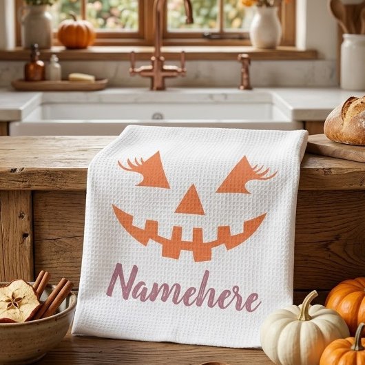 Aangepaste Meisjesachtige Jack O Lantern Pompoen H Theedoek