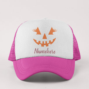 Aangepaste meisjesachtige Jack O Lantern Pompoen H Trucker Pet