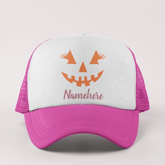 Aangepaste meisjesachtige Jack O Lantern Pompoen H Trucker Pet
