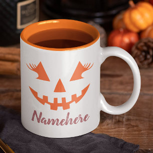 Aangepaste meisjesachtige Jack O Lantern Pompoen H Tweekleurige Koffiemok