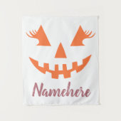 Aangepaste meisjesachtige Jack O Lantern Pompoen H Wandkleed (Voorkant)