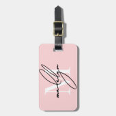 Aangepaste meisjesachtige roze monogramnaam bagagelabel (Voorkant verticaal)