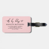 Aangepaste meisjesachtige roze monogramnaam bagagelabel (Achterkant horizontaal)
