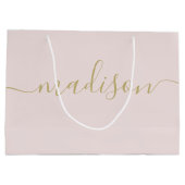 Aangepaste meisjesachtige vrouwelijke gouden scrip groot cadeauzakje (Achterkant)