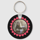 Aangepaste meisjesfoto met perzikige hartcirkel sleutelhanger (Voorkant)