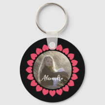 Aangepaste meisjesfoto met perzikige hartcirkel