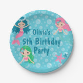 Aangepaste meisjesnaam Kinder zeemeermin verjaarda Papieren Bordje (Voorkant)