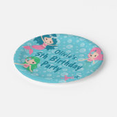 Aangepaste meisjesnaam Kinder zeemeermin verjaarda Papieren Bordje (Gekanteld)