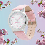 Aangepaste meisjesnaam Roze Kinder horloge<br><div class="desc">Aangepaste meisjesnaam Roze Kinder horloge</div>