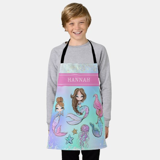 Aangepaste meisjesnaam Schattigee zeemeermin Schort (Gedragen)