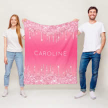 Aangepaste meisjesnaam Zacht roze glitter Dripping