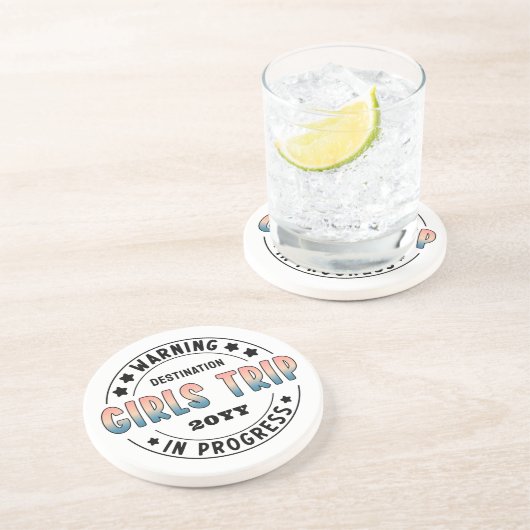 Aangepaste Meisjesreis in Uitvoering Gradiënt Grap Zandsteen Onderzetter (Zijkant)