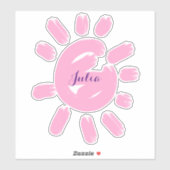 Aangepaste meisjesscriptnaam Cute Pink Sun Sticker (Vel)