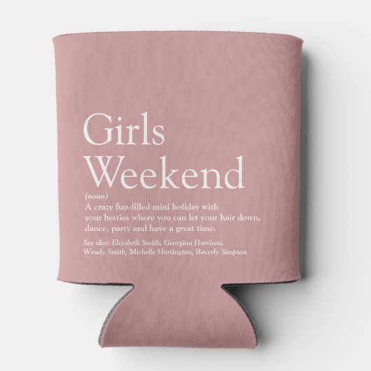 Aangepaste meisjesweekend definitie Stof Roze Blikjeskoeler (Achterkant)