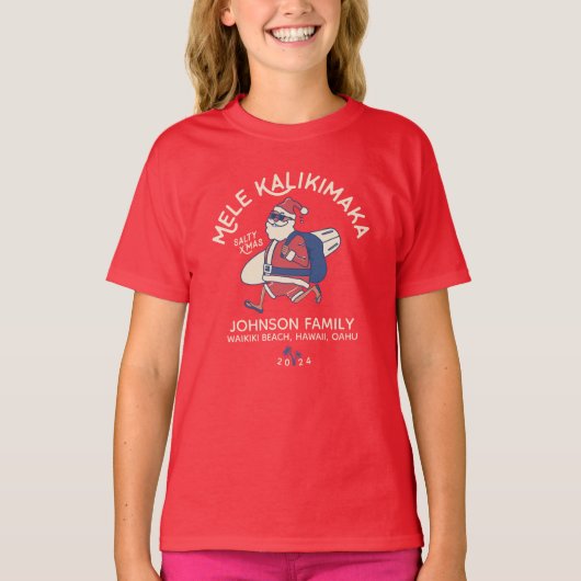 Aangepaste Mele Kalikimaka Santa Hawaiian Kerstmis T-shirt (Voorkant)