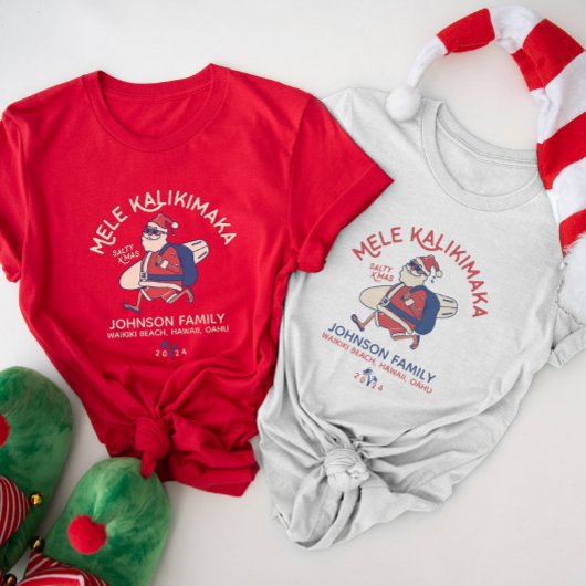 Aangepaste Mele Kalikimaka Santa Hawaiian Kerstmis T-shirt