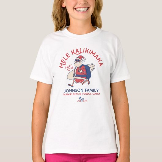 Aangepaste Mele Kalikimaka Santa Hawaiian Kerstmis T-shirt (Voorkant)
